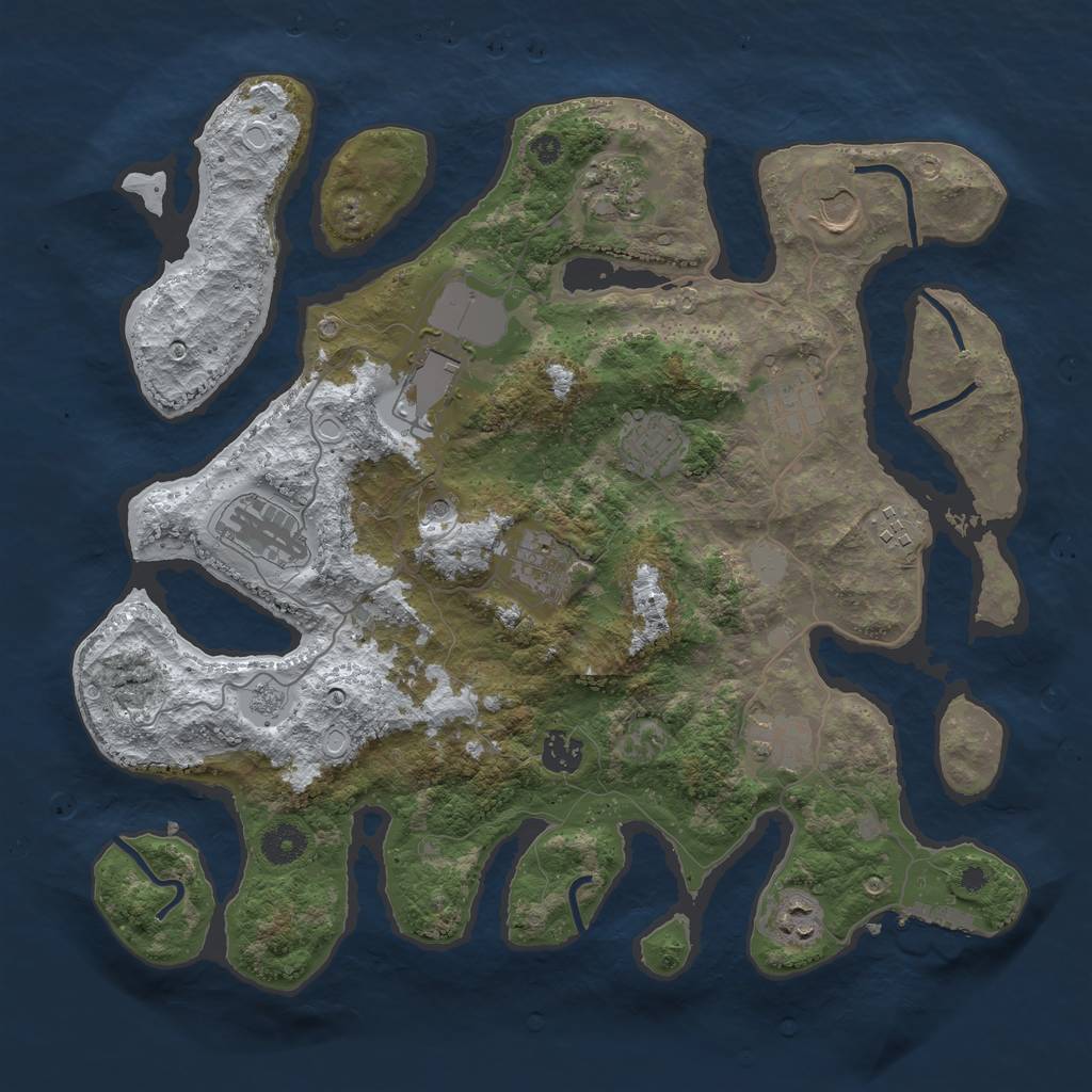 Rust Map: Procedural Map, Size: 3850, Seed: 1160128011, 19 Monuments