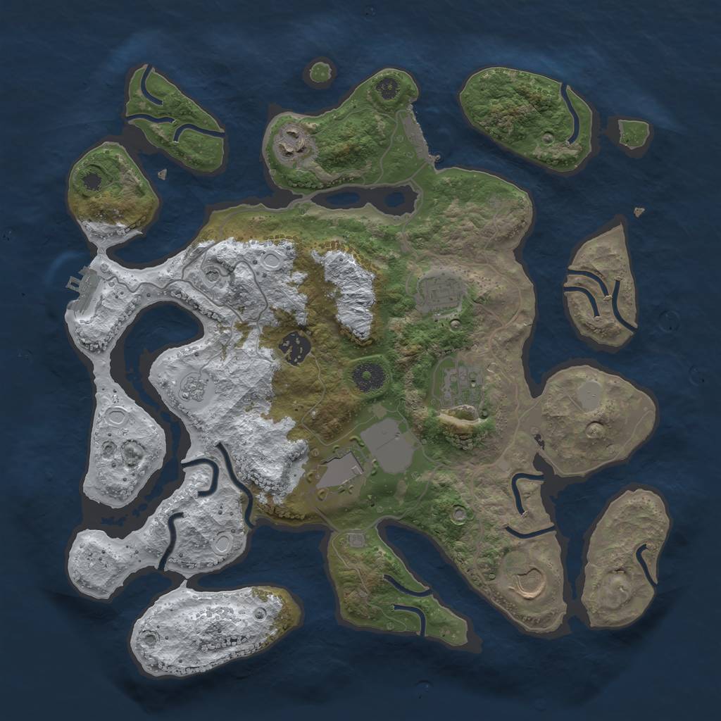 Rust Map: Procedural Map, Size: 3500, Seed: 5683521, 15 Monuments