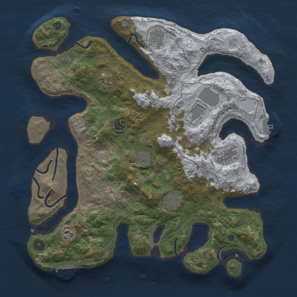 Rust Map: Procedural Map, Size: 4000, Seed: 6527, 18 Monuments