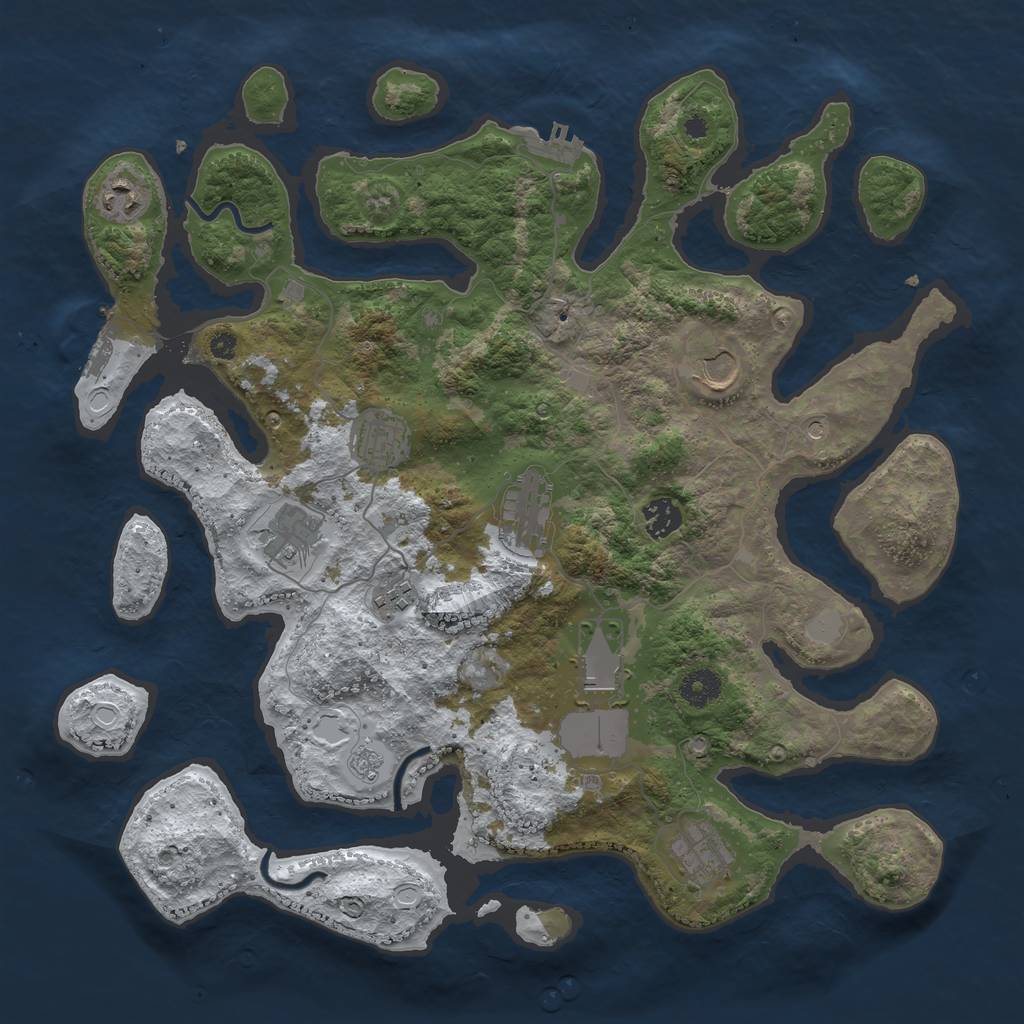 Rust Map: Procedural Map, Size: 3900, Seed: 143589, 18 Monuments