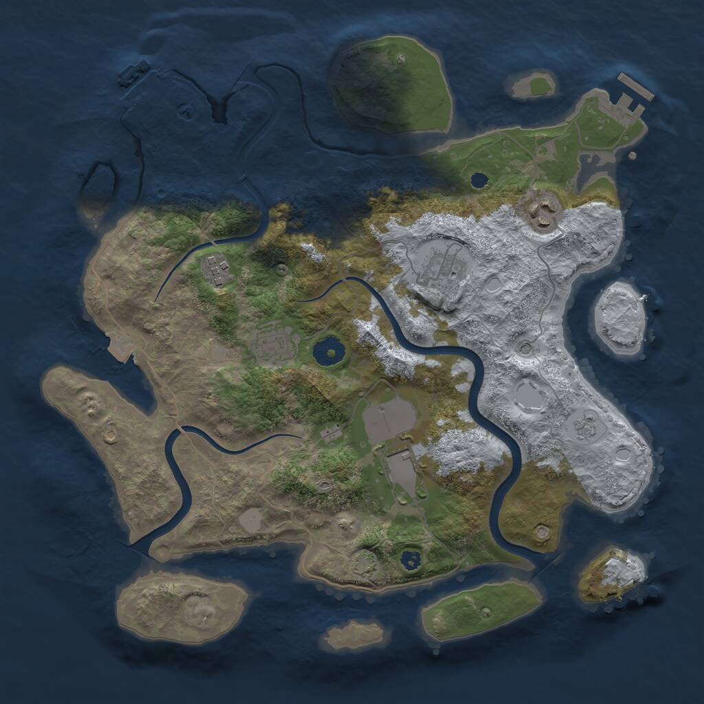 Rust Map: Procedural Map, Size: 3500, Seed: 663900175, 11 Monuments