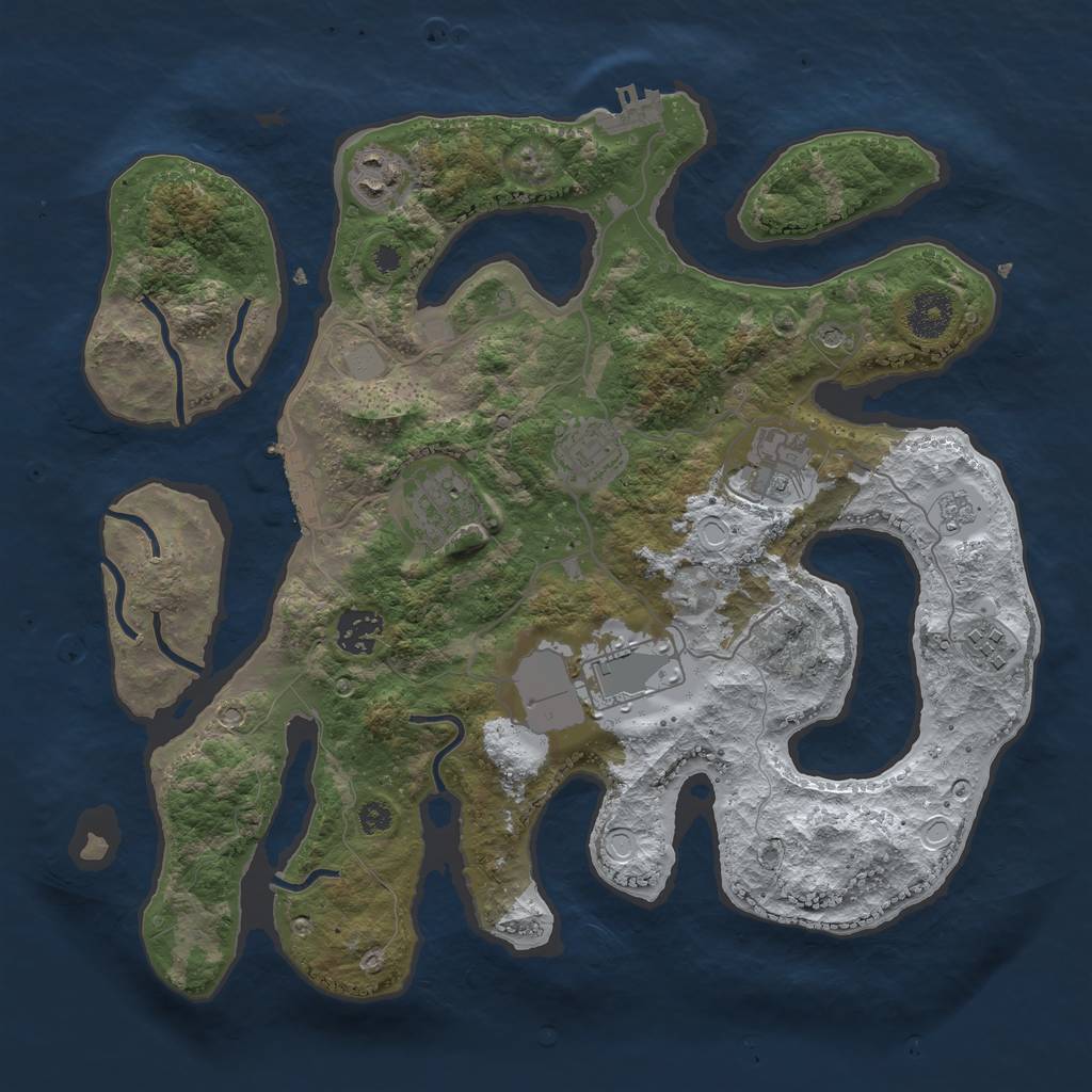Rust Map: Procedural Map, Size: 3500, Seed: 99999, 16 Monuments