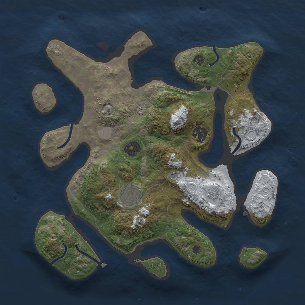 Rust Map: Procedural Map, Size: 3000, Seed: 45000, 9 Monuments