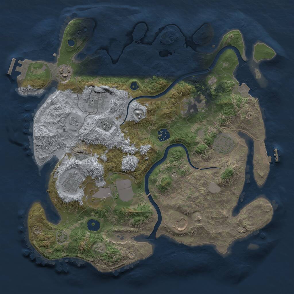 Rust Map: Procedural Map, Size: 3550, Seed: 414371, 15 Monuments