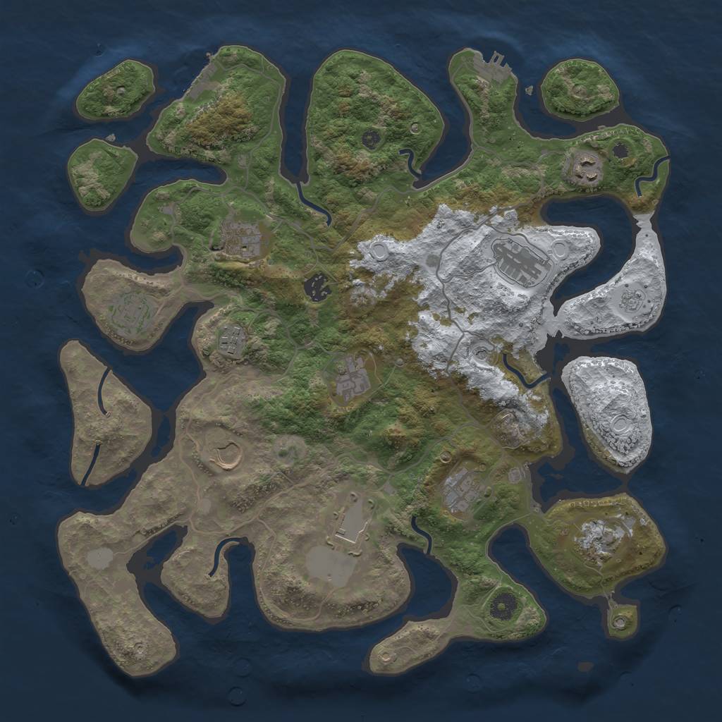 Rust Map: Procedural Map, Size: 4000, Seed: 1491121256, 20 Monuments