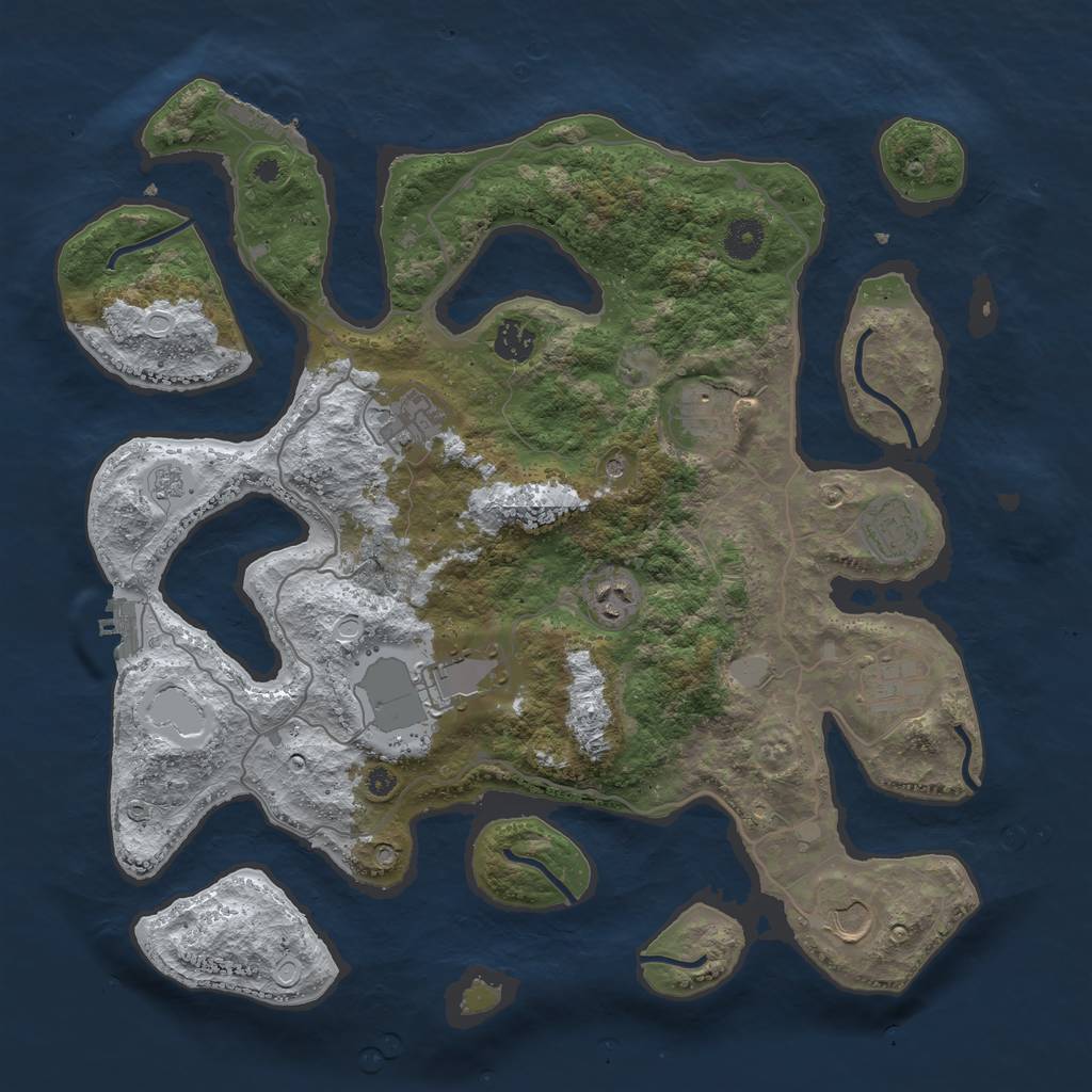 Rust Map: Procedural Map, Size: 4000, Seed: 3858951, 17 Monuments