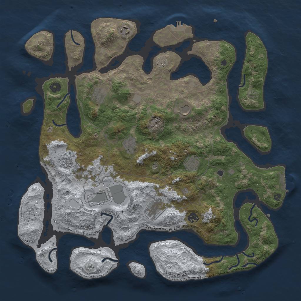 Rust Map: Procedural Map, Size: 4300, Seed: 1216478814, 19 Monuments