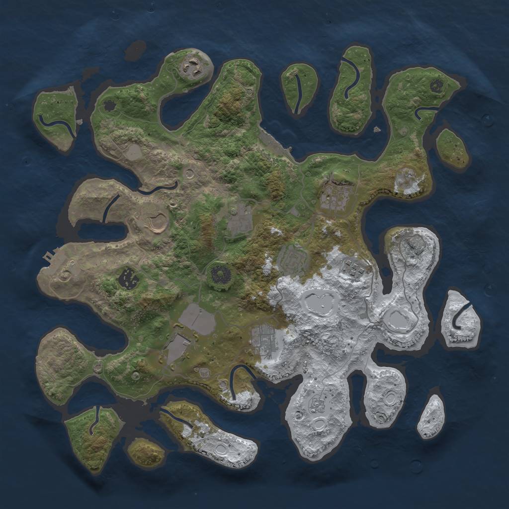 Rust Map: Procedural Map, Size: 3800, Seed: 2271988, 18 Monuments