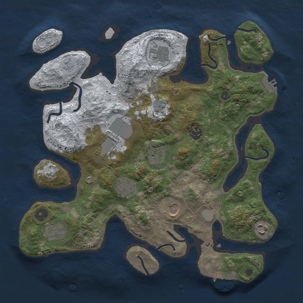 Rust Map: Procedural Map, Size: 3550, Seed: 70110, 18 Monuments