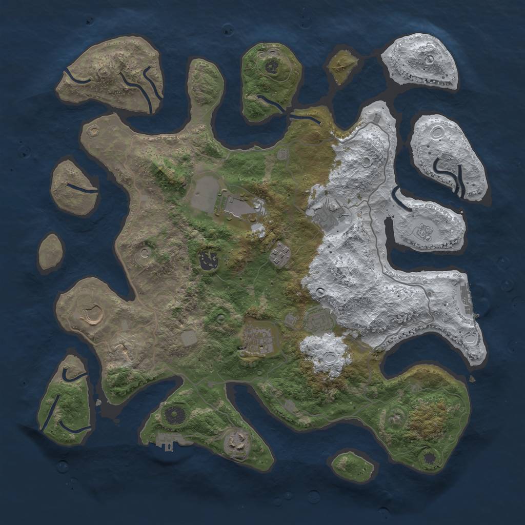 Rust Map: Procedural Map, Size: 4000, Seed: 1441414270, 17 Monuments