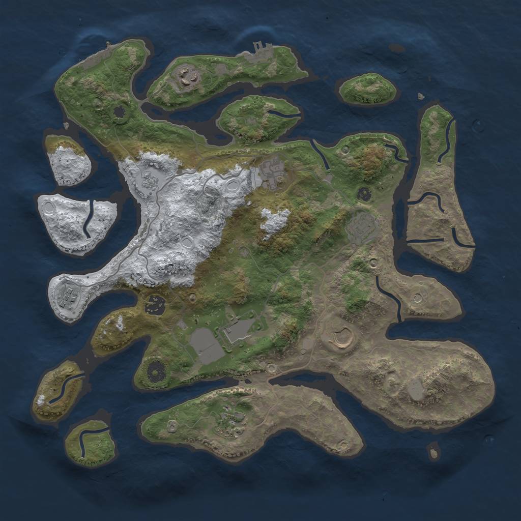 Rust Map: Procedural Map, Size: 3800, Seed: 1919161173, 17 Monuments