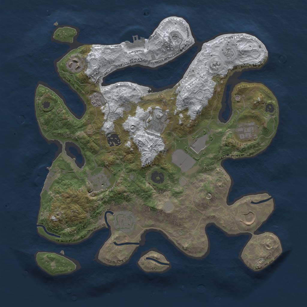 Rust Map: Procedural Map, Size: 3500, Seed: 232123, 18 Monuments