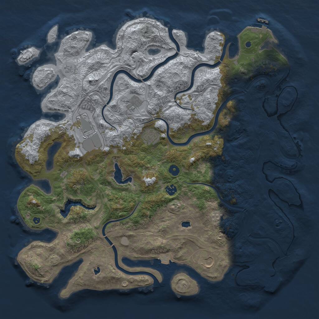 Rust Map: Procedural Map, Size: 4500, Seed: 2634567, 12 Monuments