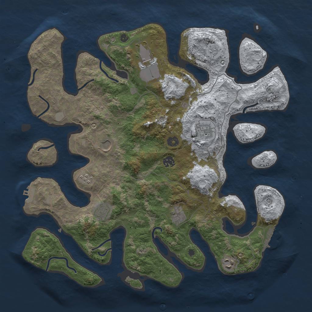 Rust Map: Procedural Map, Size: 4100, Seed: 7654, 17 Monuments