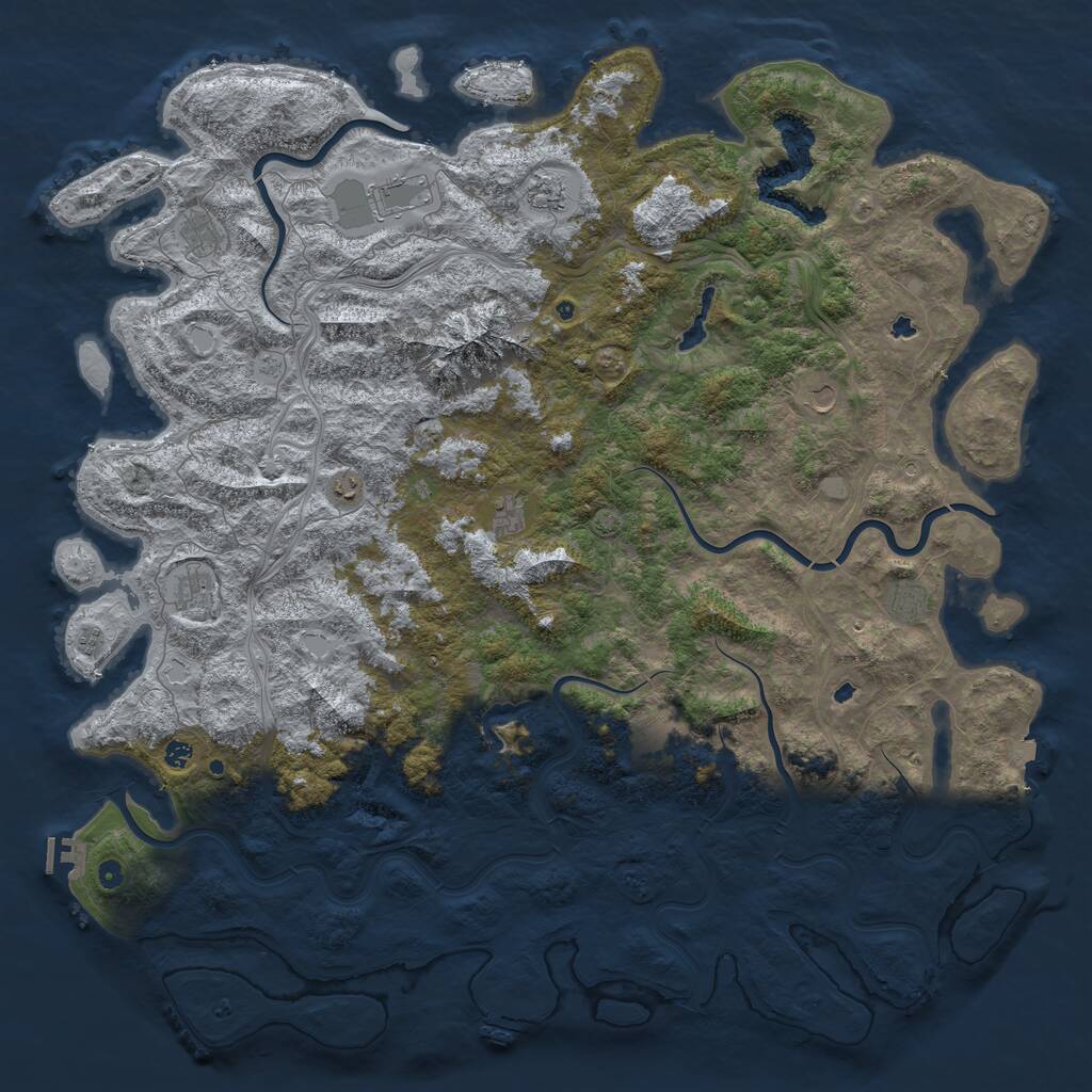 Rust Map: Procedural Map, Size: 6000, Seed: 12345768, 17 Monuments