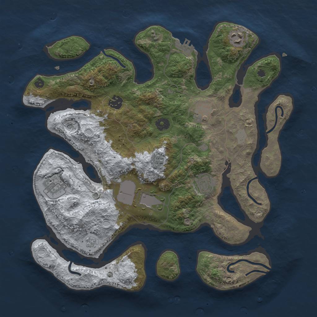 Rust Map: Procedural Map, Size: 3500, Seed: 709636475, 15 Monuments