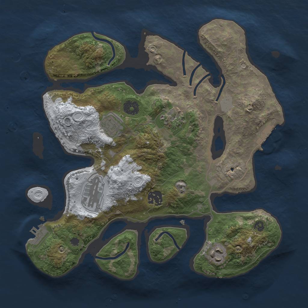 Rust Map: Procedural Map, Size: 3000, Seed: 704615, 12 Monuments