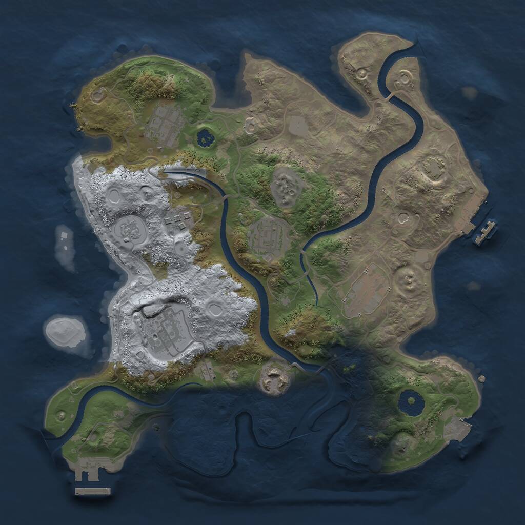 Rust Map: Procedural Map, Size: 3000, Seed: 704615, 12 Monuments