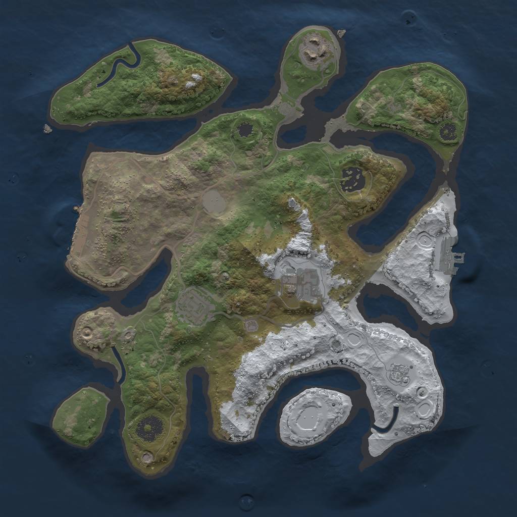 Rust Map: Procedural Map, Size: 3000, Seed: 894105897, 12 Monuments