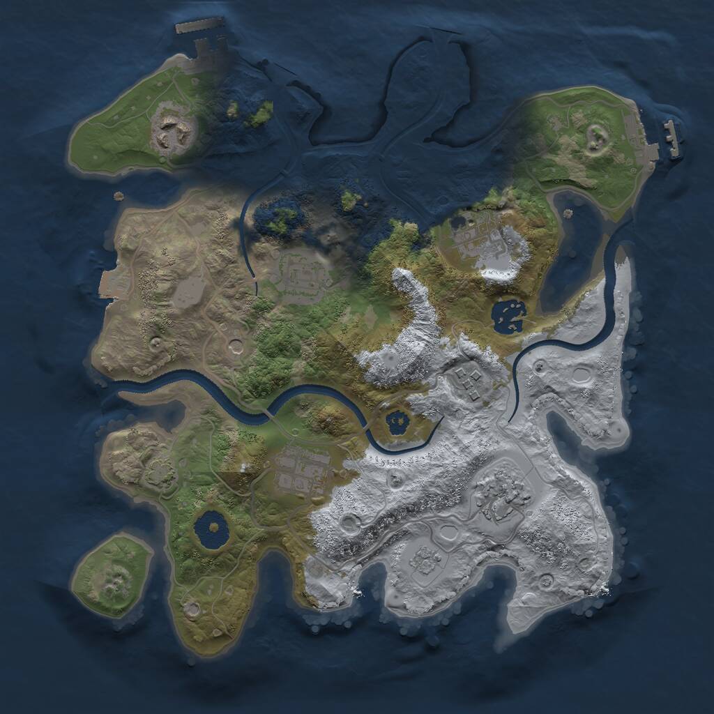 Rust Map: Procedural Map, Size: 3000, Seed: 894105897, 13 Monuments