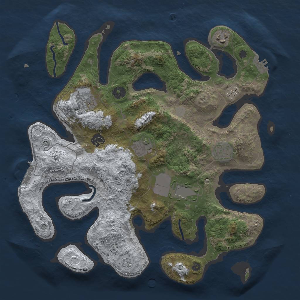 Rust Map: Procedural Map, Size: 3500, Seed: 448882, 16 Monuments