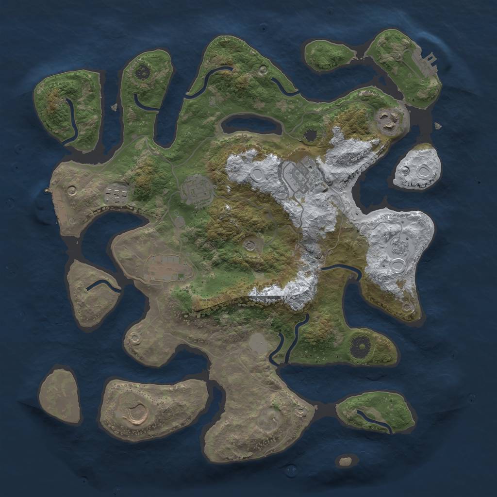 Rust Map: Procedural Map, Size: 3500, Seed: 1393739233, 15 Monuments