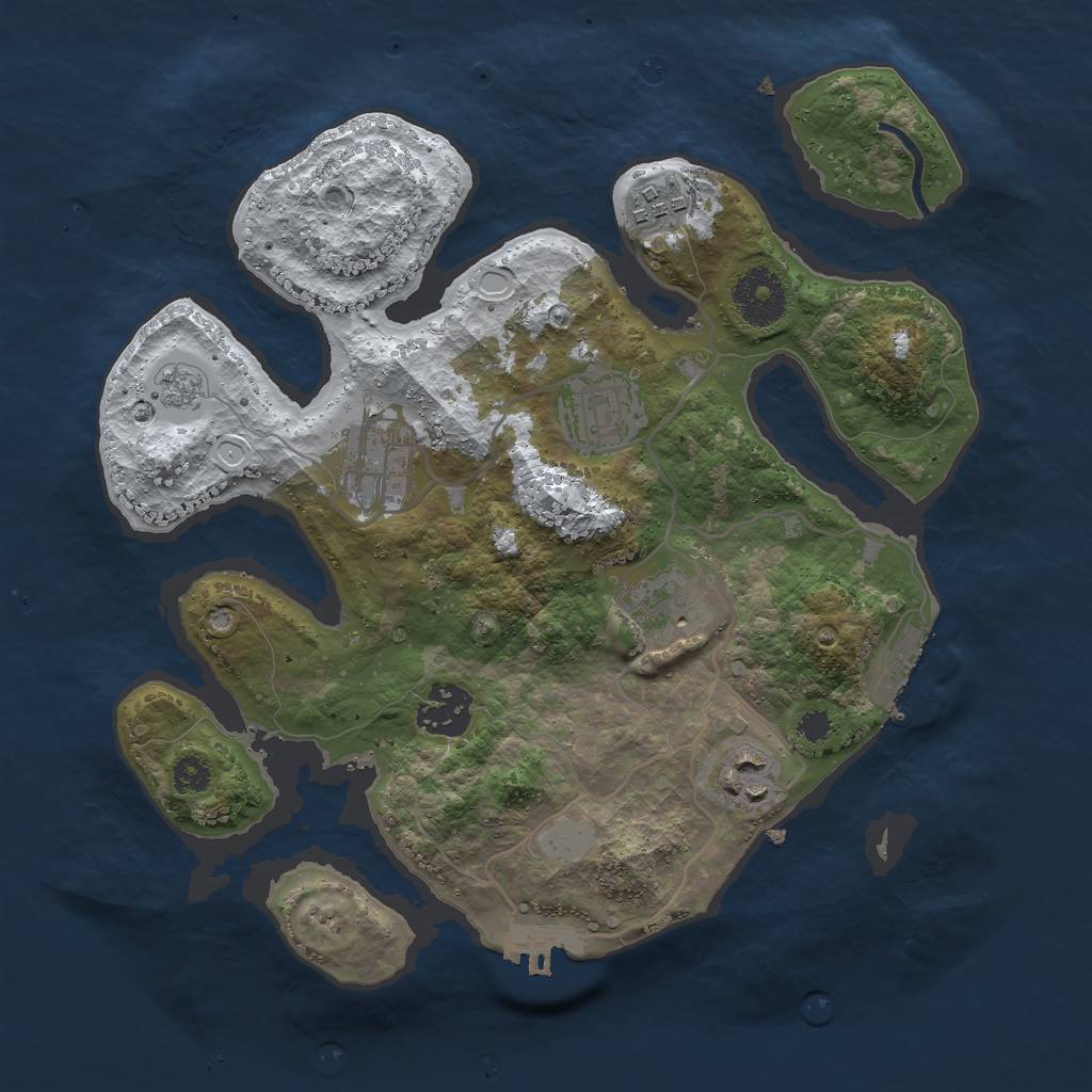 Rust Map: Procedural Map, Size: 3000, Seed: 484049, 14 Monuments