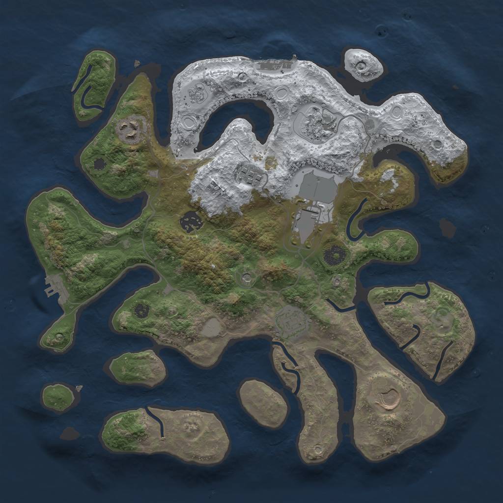 Rust Map: Procedural Map, Size: 3550, Seed: 684637, 16 Monuments