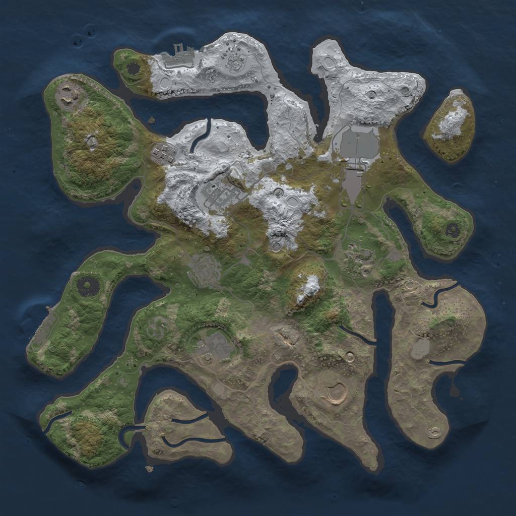 Rust Map: Procedural Map, Size: 3500, Seed: 38658390, 17 Monuments