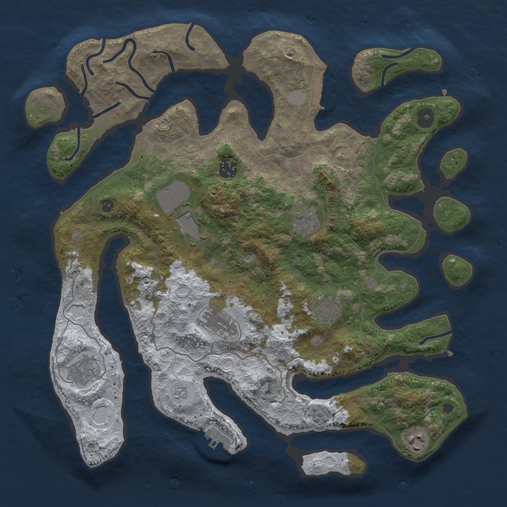 Rust Map: Procedural Map, Size: 4000, Seed: 955033880, 17 Monuments