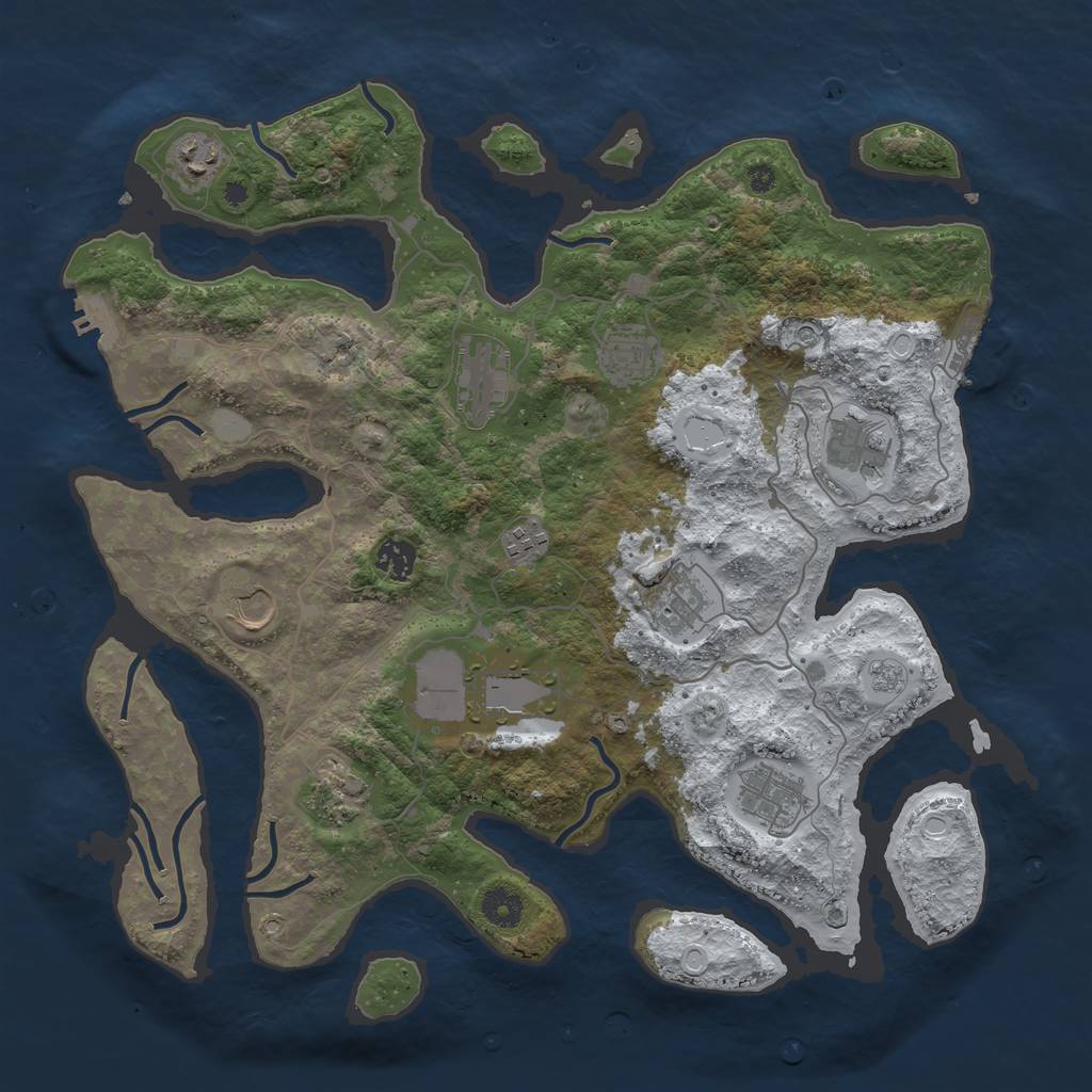 Rust Map: Procedural Map, Size: 4000, Seed: 552936, 20 Monuments