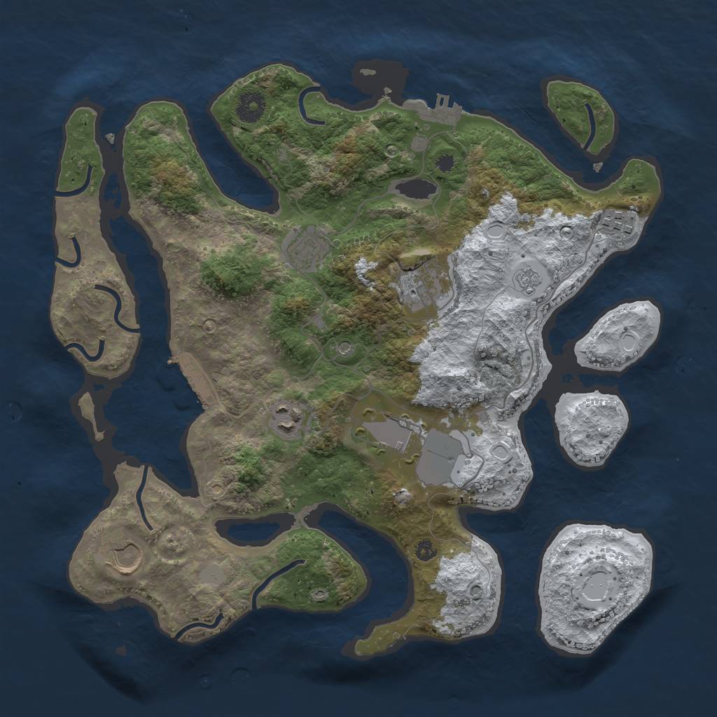 Rust Map: Procedural Map, Size: 3500, Seed: 120448597, 15 Monuments