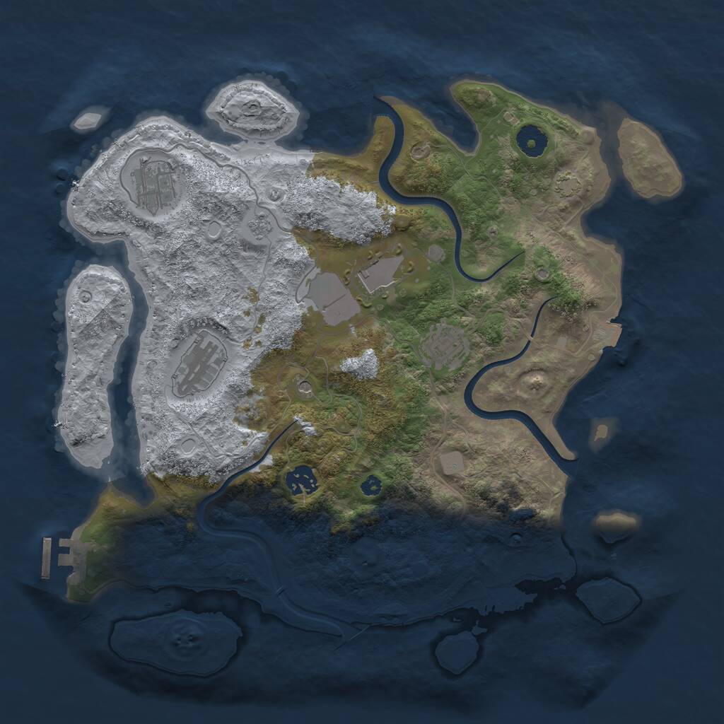 Rust Map: Procedural Map, Size: 3550, Seed: 521520, 10 Monuments