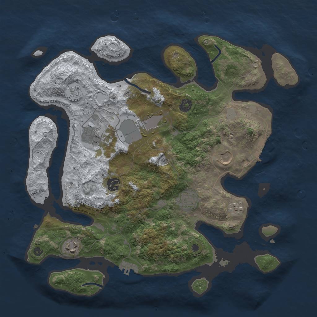 Rust Map: Procedural Map, Size: 3550, Seed: 521520, 16 Monuments