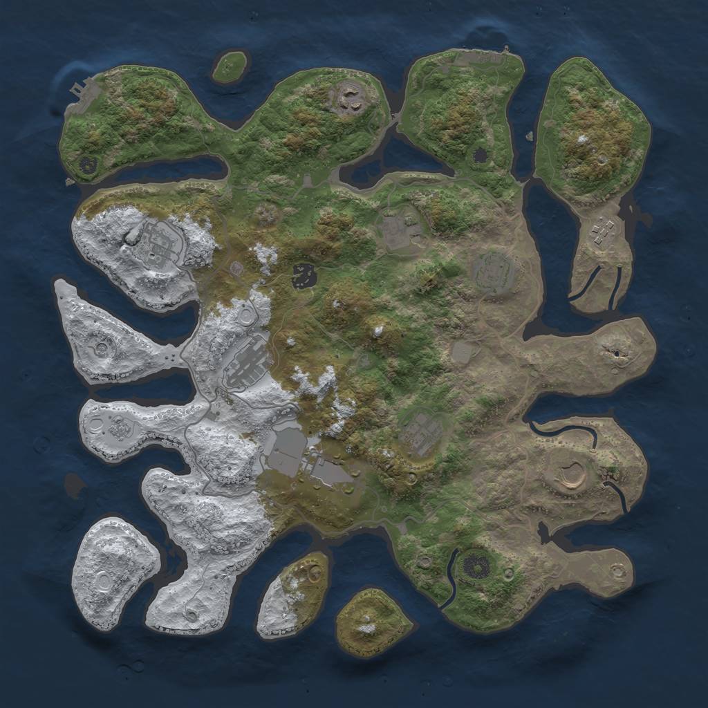 Rust Map: Procedural Map, Size: 4000, Seed: 7891, 19 Monuments