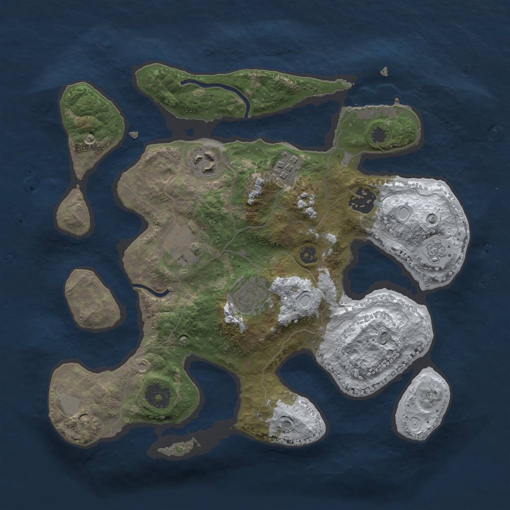 Rust Map: Procedural Map, Size: 3000, Seed: 721754, 12 Monuments