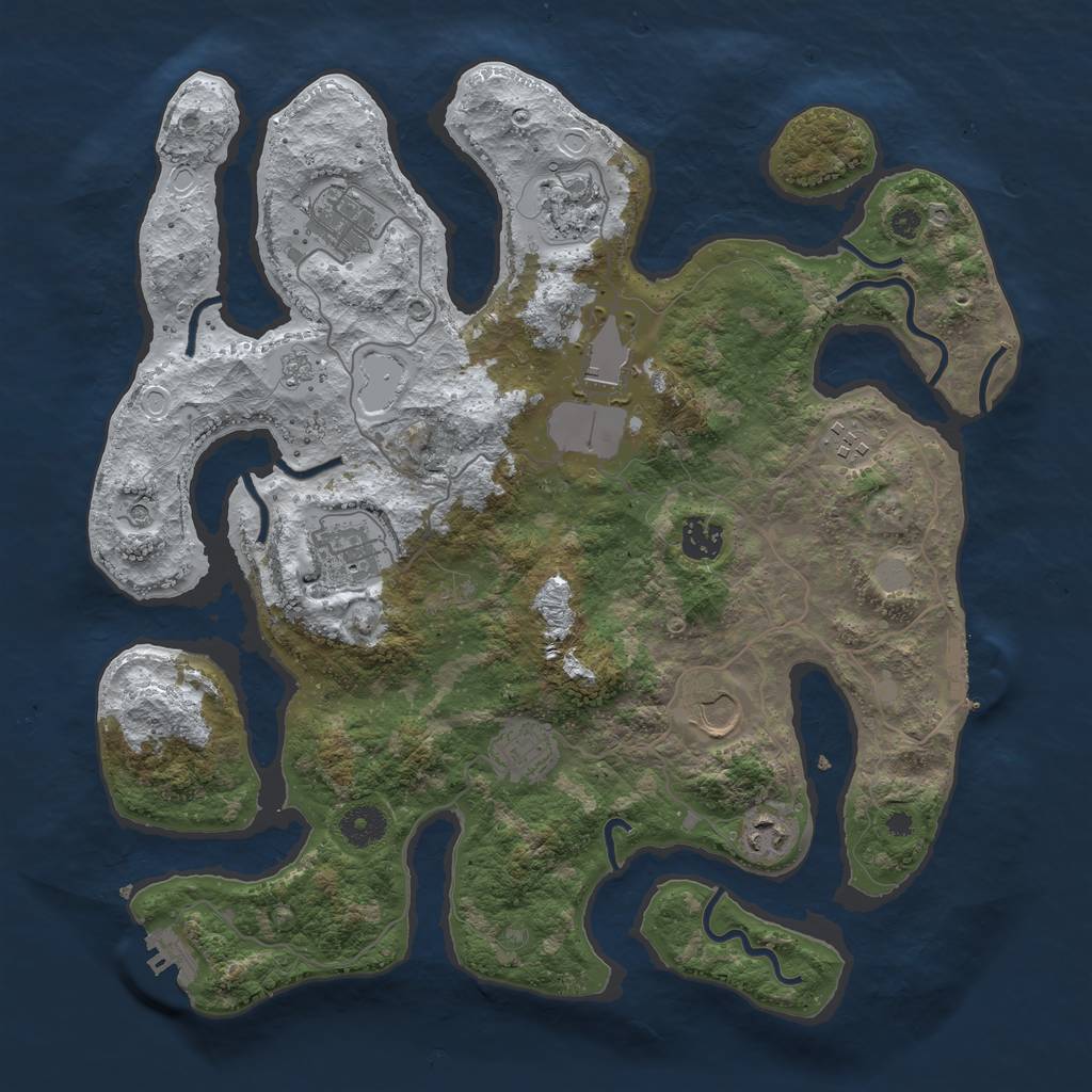 Rust Map: Procedural Map, Size: 3800, Seed: 1729371505, 18 Monuments