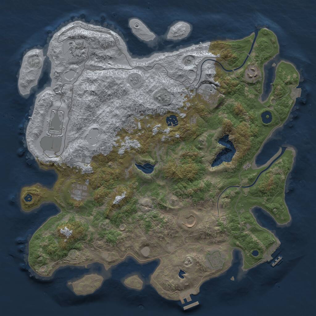 Rust Map: Procedural Map, Size: 4000, Seed: 6947381, 15 Monuments
