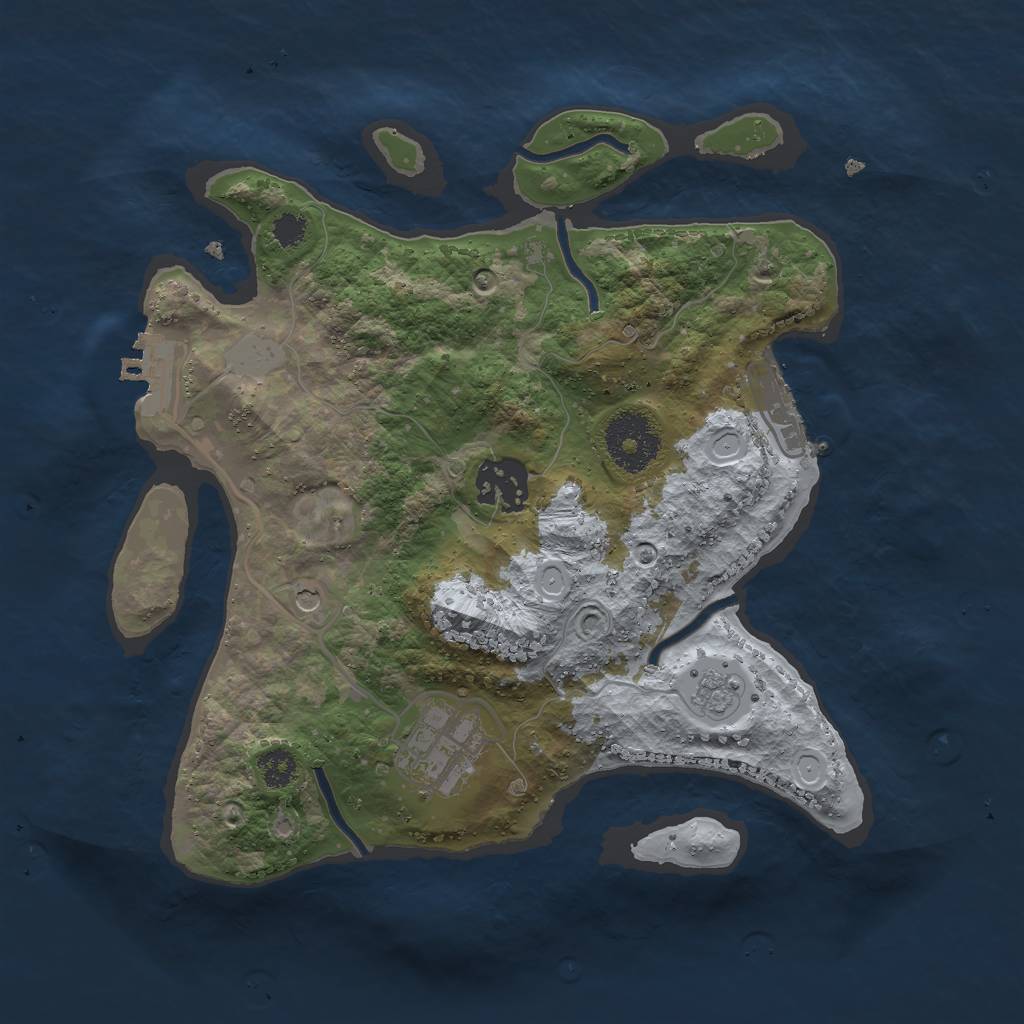 Rust Map: Procedural Map, Size: 2750, Seed: 76345, 9 Monuments