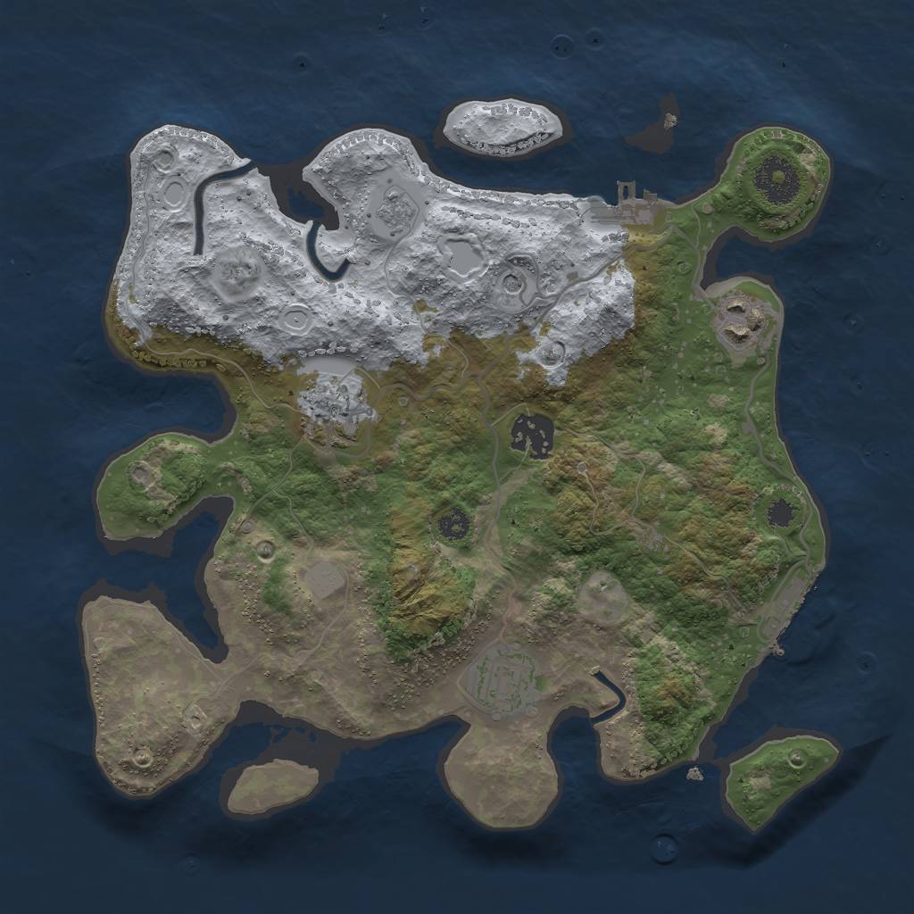 Rust Map: Procedural Map, Size: 3000, Seed: 547843, 11 Monuments