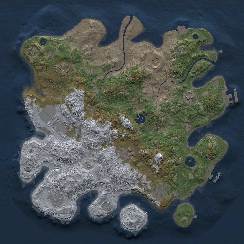 Rust Map: Procedural Map, Size: 3550, Seed: 284143, 15 Monuments