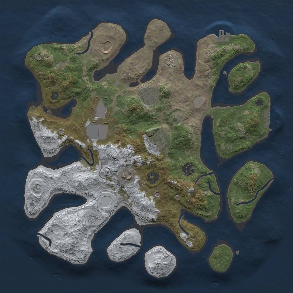 Rust Map: Procedural Map, Size: 3550, Seed: 284143, 16 Monuments