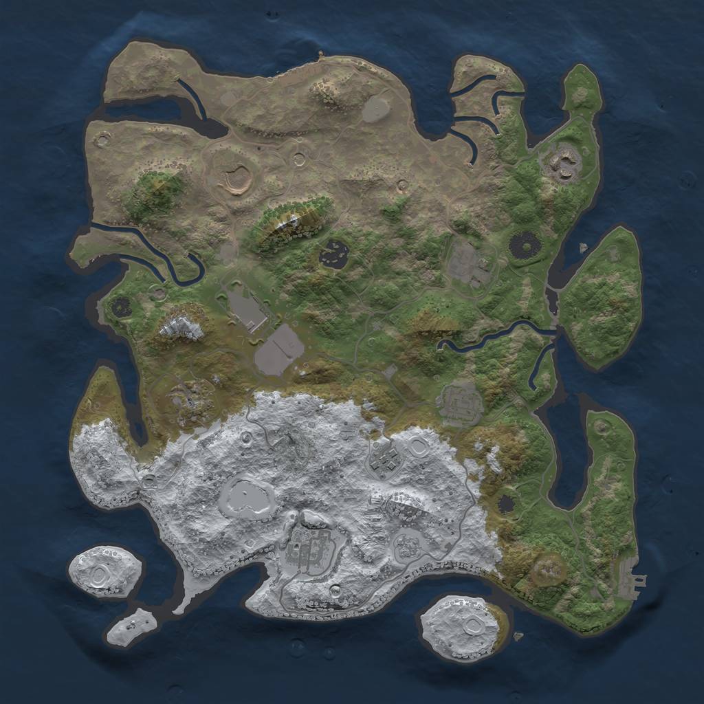 Rust Map: Procedural Map, Size: 3600, Seed: 2135614905, 18 Monuments