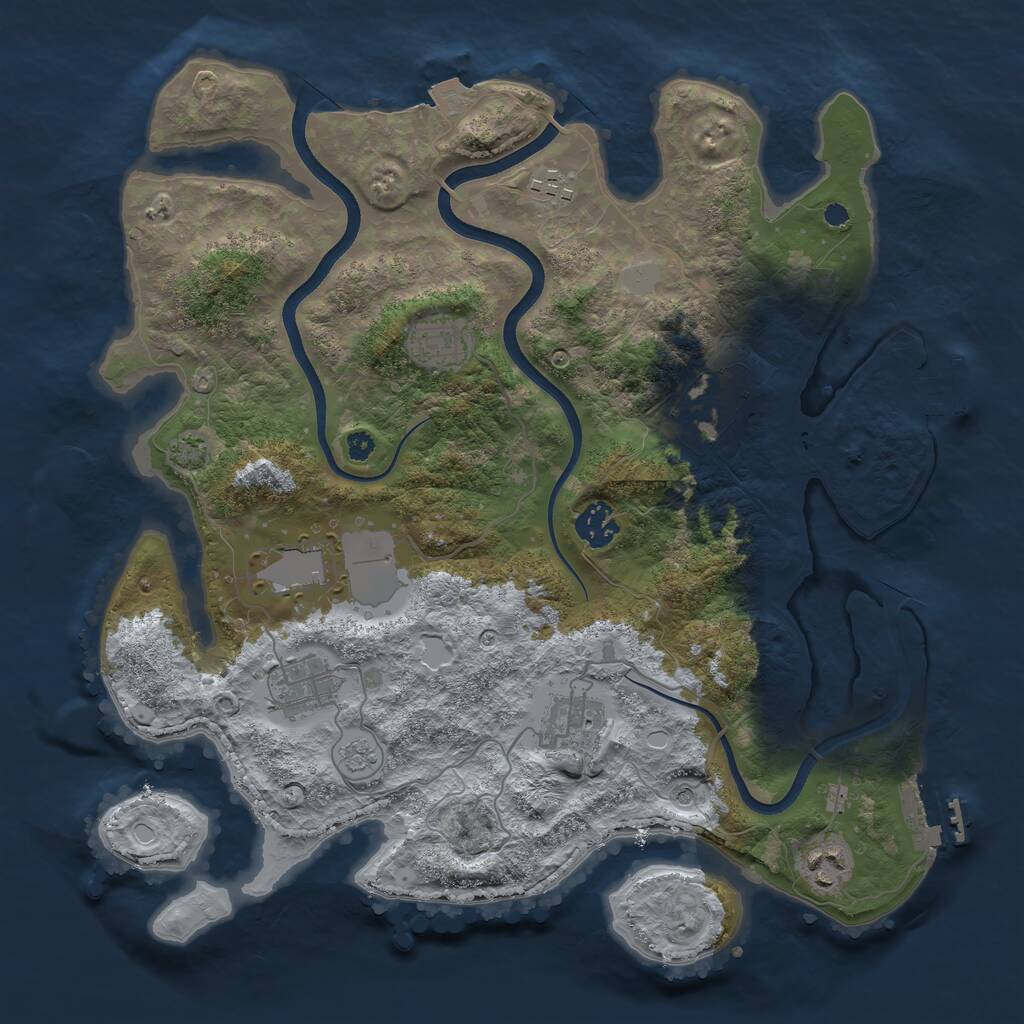 Rust Map: Procedural Map, Size: 3600, Seed: 2135614905, 14 Monuments