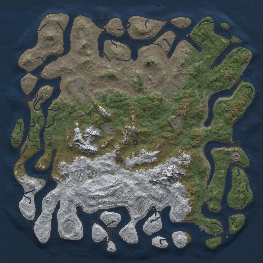 Rust Map: Procedural Map, Size: 6000, Seed: 123497, 20 Monuments