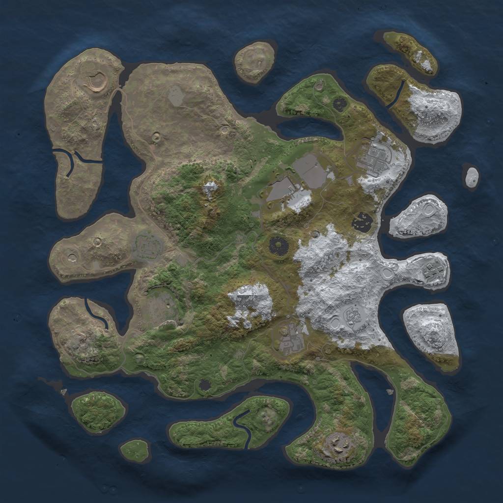 Rust Map: Procedural Map, Size: 3800, Seed: 762384, 16 Monuments