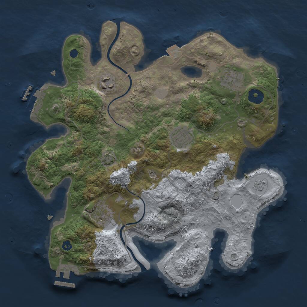 Rust Map: Procedural Map, Size: 3000, Seed: 850842, 10 Monuments