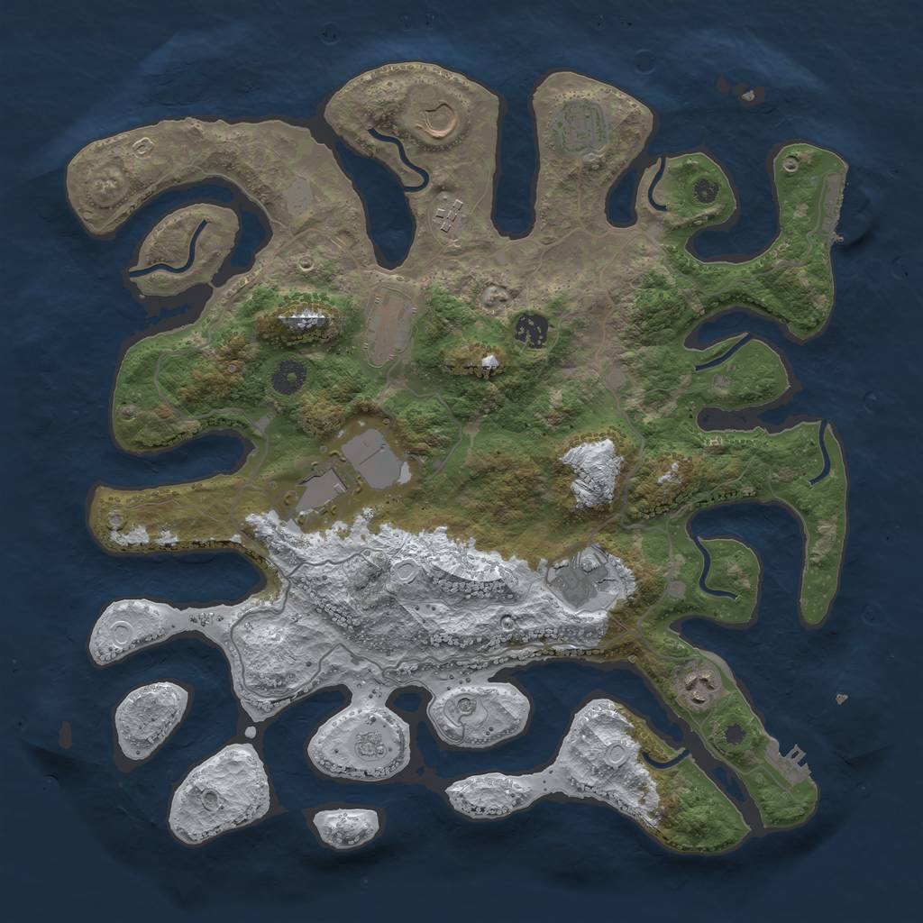 Rust Map: Procedural Map, Size: 4000, Seed: 3058487, 17 Monuments