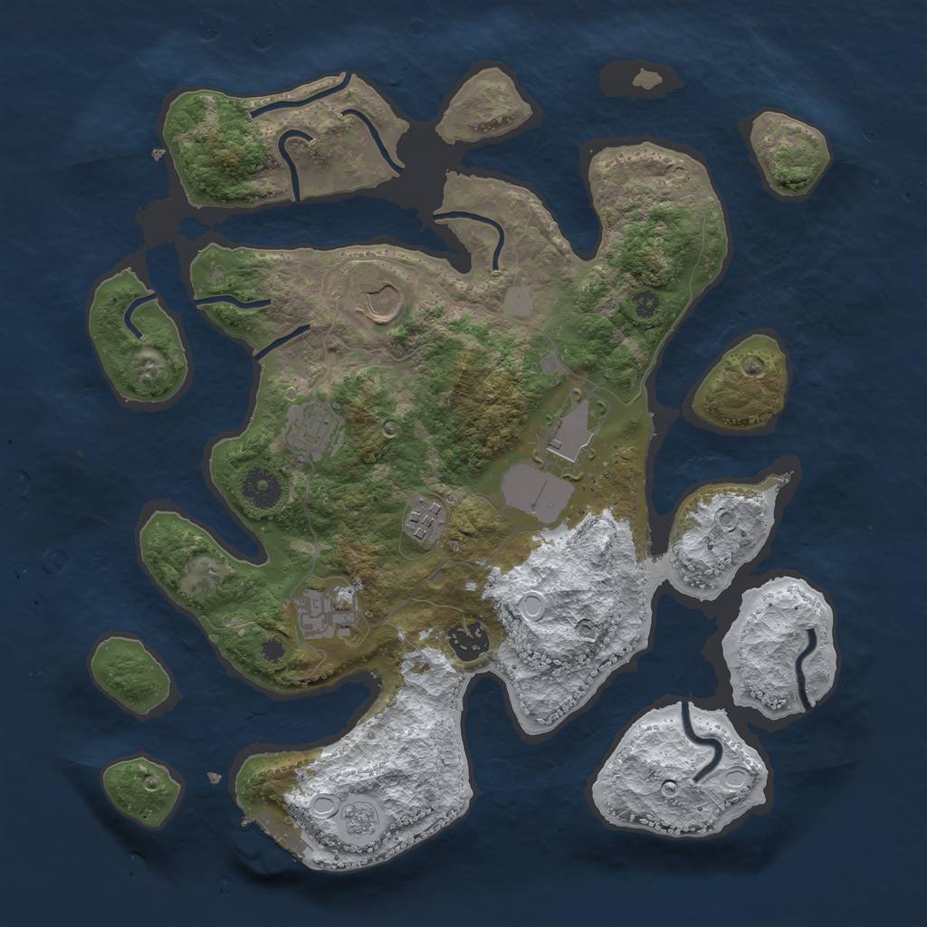 Rust Map: Procedural Map, Size: 3550, Seed: 575440, 13 Monuments