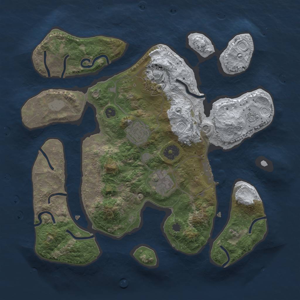 Rust Map: Procedural Map, Size: 3000, Seed: 659491, 11 Monuments